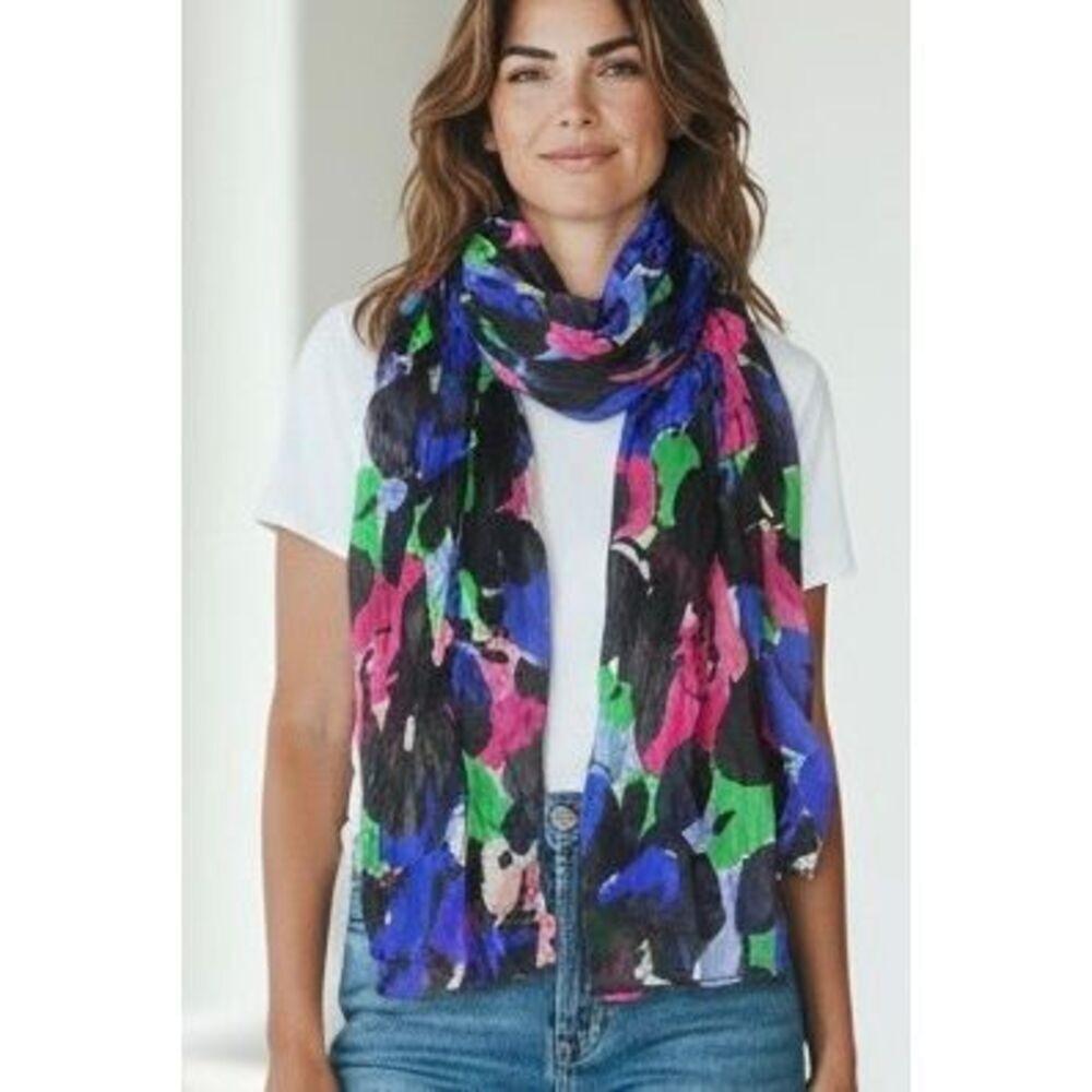 Talbots Multicolor Floral Print Lightweight Scarf Wrap NWT One Size